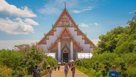 Tourists visiting the temples in Thailand